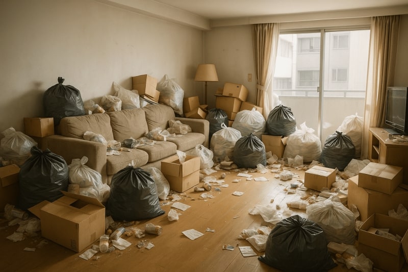 横浜大興ゴミマンション片付け前　汚れたマンション部屋