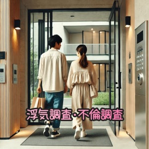 浮気・不倫調査 女性探偵バージョン・夜のホテル街を歩く不倫カップル