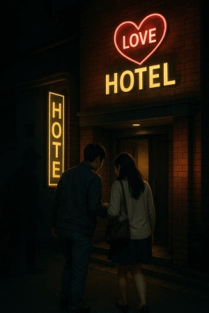 浮気・不倫調査 女性探偵バージョン・夜のホテル街を歩く不倫カップル