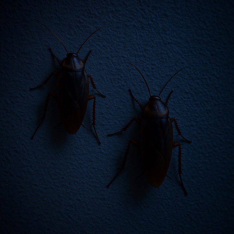 外壁に張り付くゴキブリ　害虫駆除・深夜のゴキブリ駆除便利屋なっちゃん