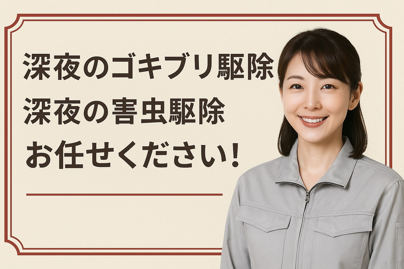 深夜の害虫駆除・深夜のゴキブリ駆除お任せください。