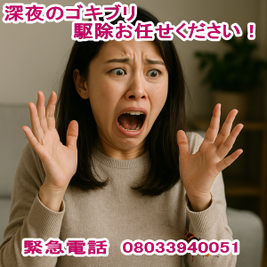 深夜、早朝、ゴキブリ駆除緊急出動!