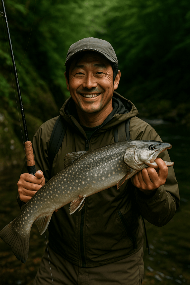 源流の大イワナが釣れて最高です