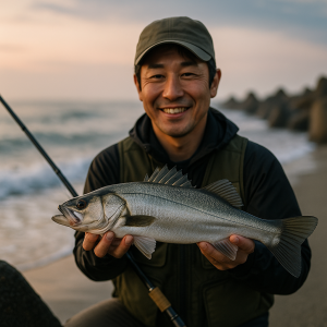 スズキが釣れてうれしいひと時
