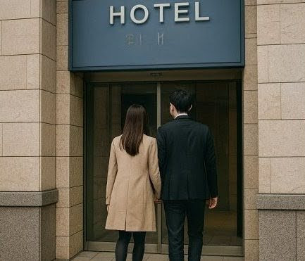 浮気・不倫調査 女性探偵バージョン・夜のホテル街を歩く不倫カップル