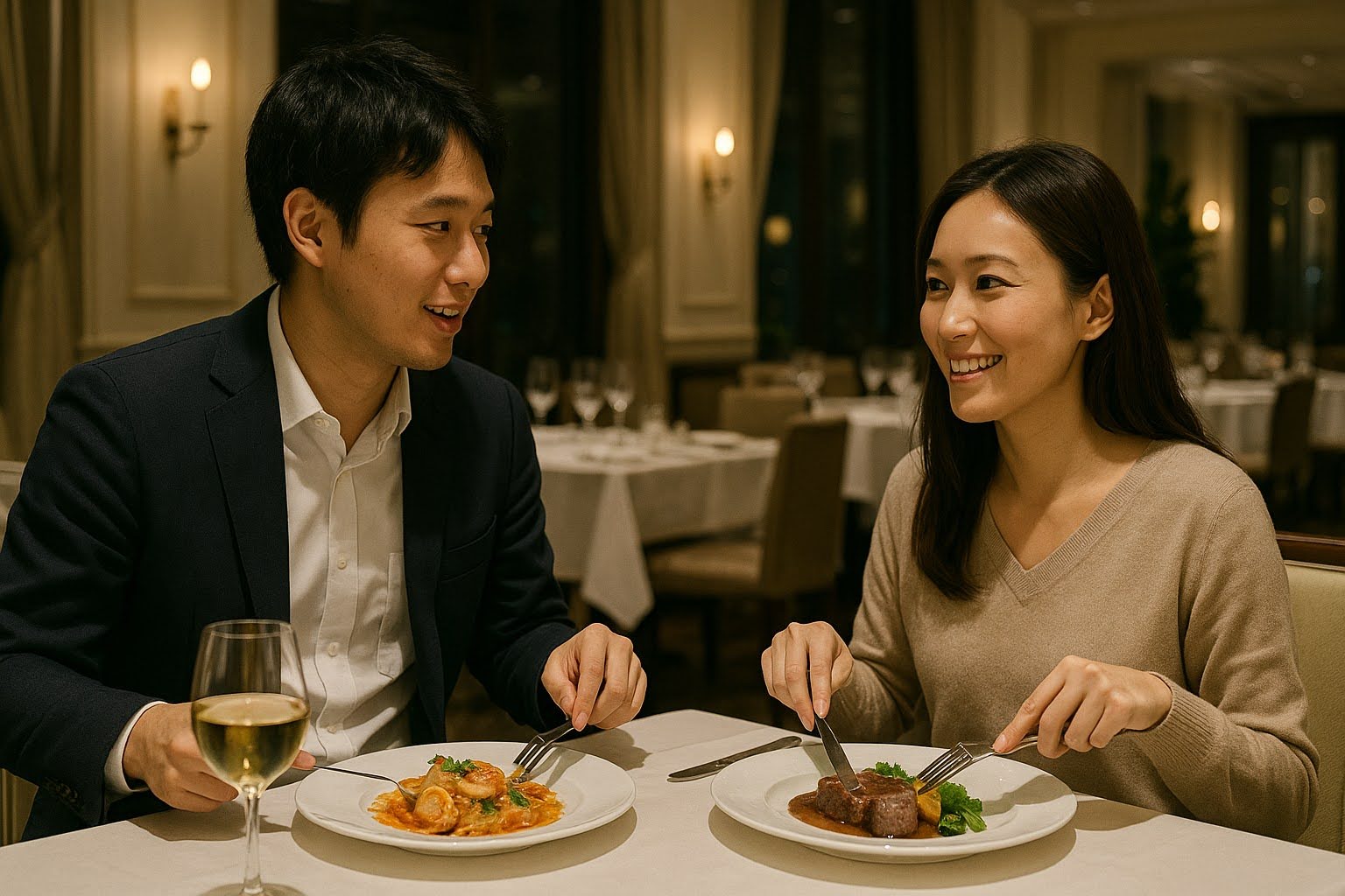 浮気・不倫調査 女性探偵バージョン・夜のホテル街を歩く不倫カップル